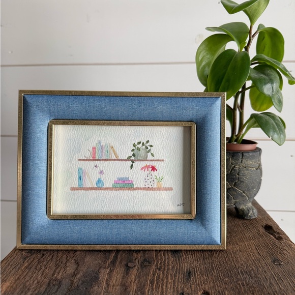 Hand Crafted Other - Hand crafted watercolor book shelf in 4x6 Jean frame